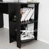 L-shaped Corner Computer Desk PC Table Workstation Home Office Furniture Black