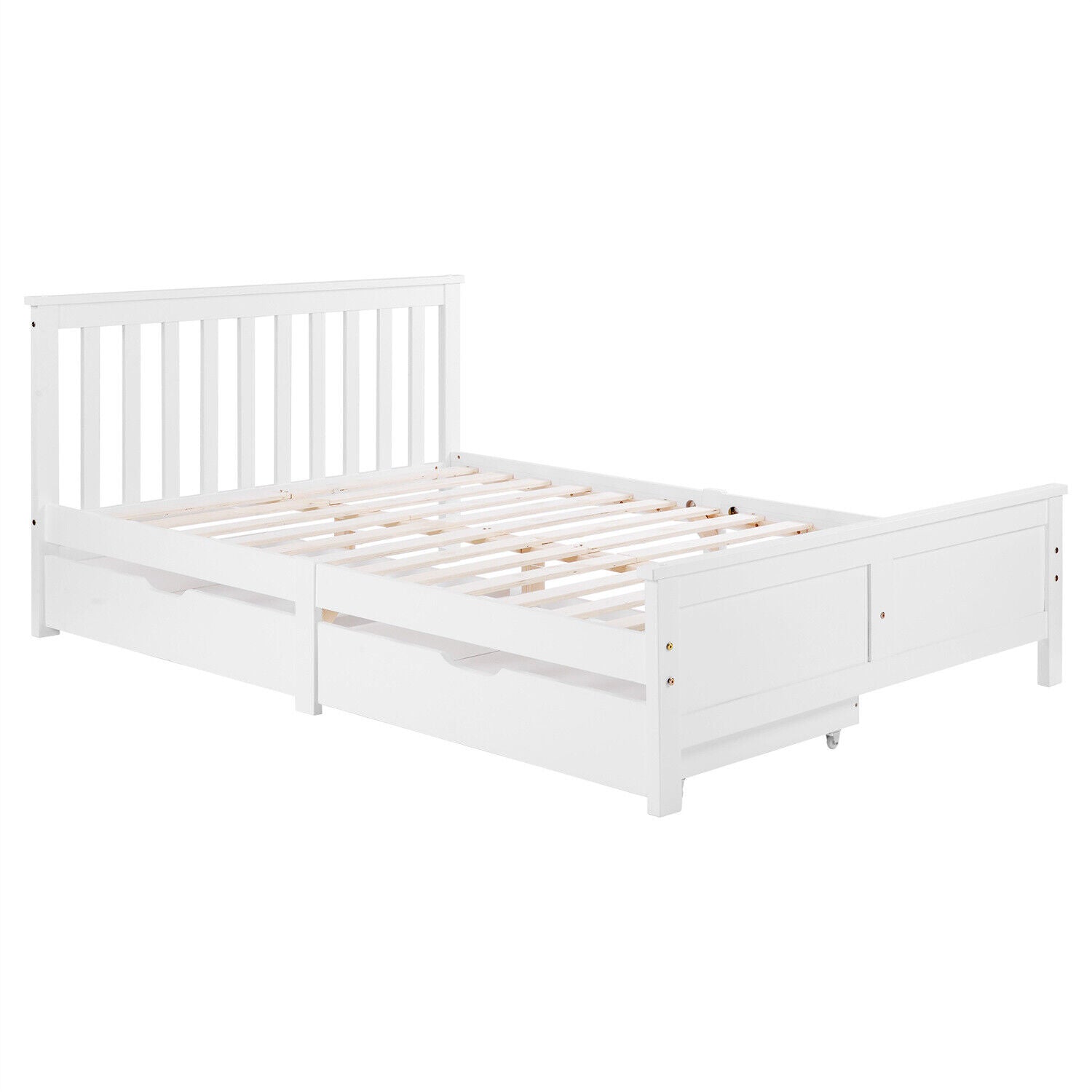 2 Drawers 4ft 3ft Double Single Wooden Solid White Pine Kids Storage Bed Frame