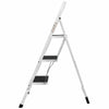 3 Step Ladder Folding Iron Stool Safe Anti-Slip Tread Mat White Black DIY