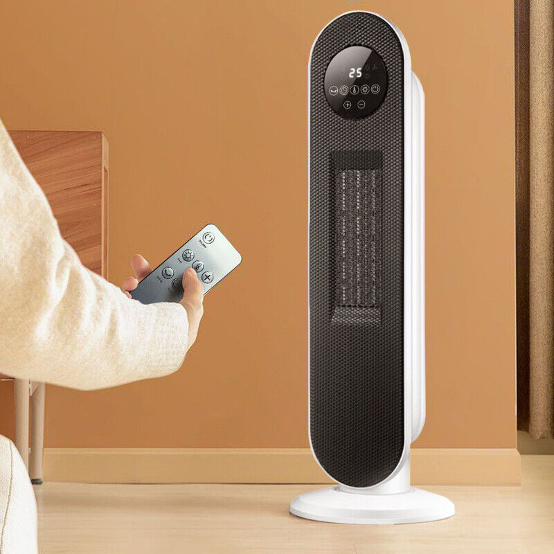 2000W Electric 60° Oscillating Ceramic PTC Tower Fan Heater Digital Timer Remote