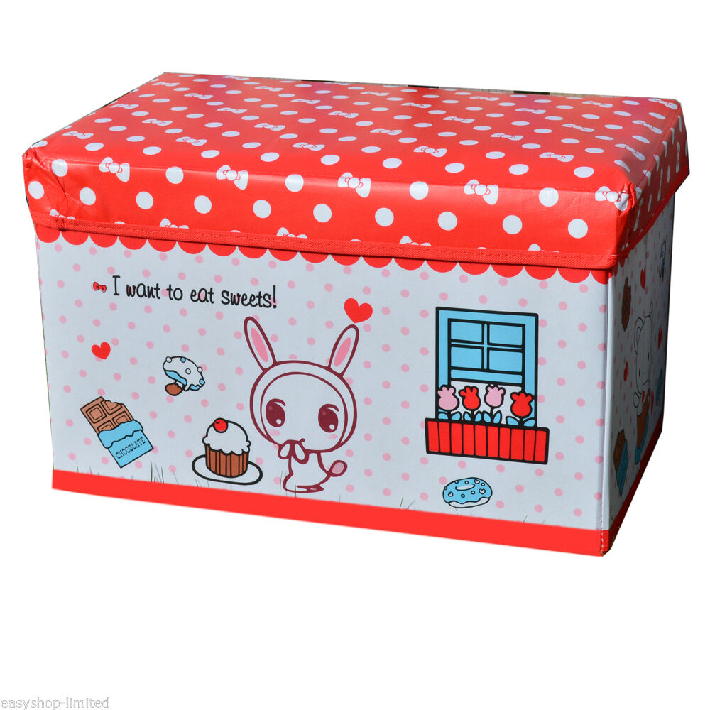 LARGE TOY BOX KIDS BOYS GIRLS STORAGE SEAT STOOL BOOKS CLOTHES CHEST CHILDREN