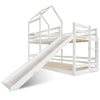 Kids Bunk Bed 3FT Single Pine Bed Frame High Sleeper Bed with Slide Ladder HT