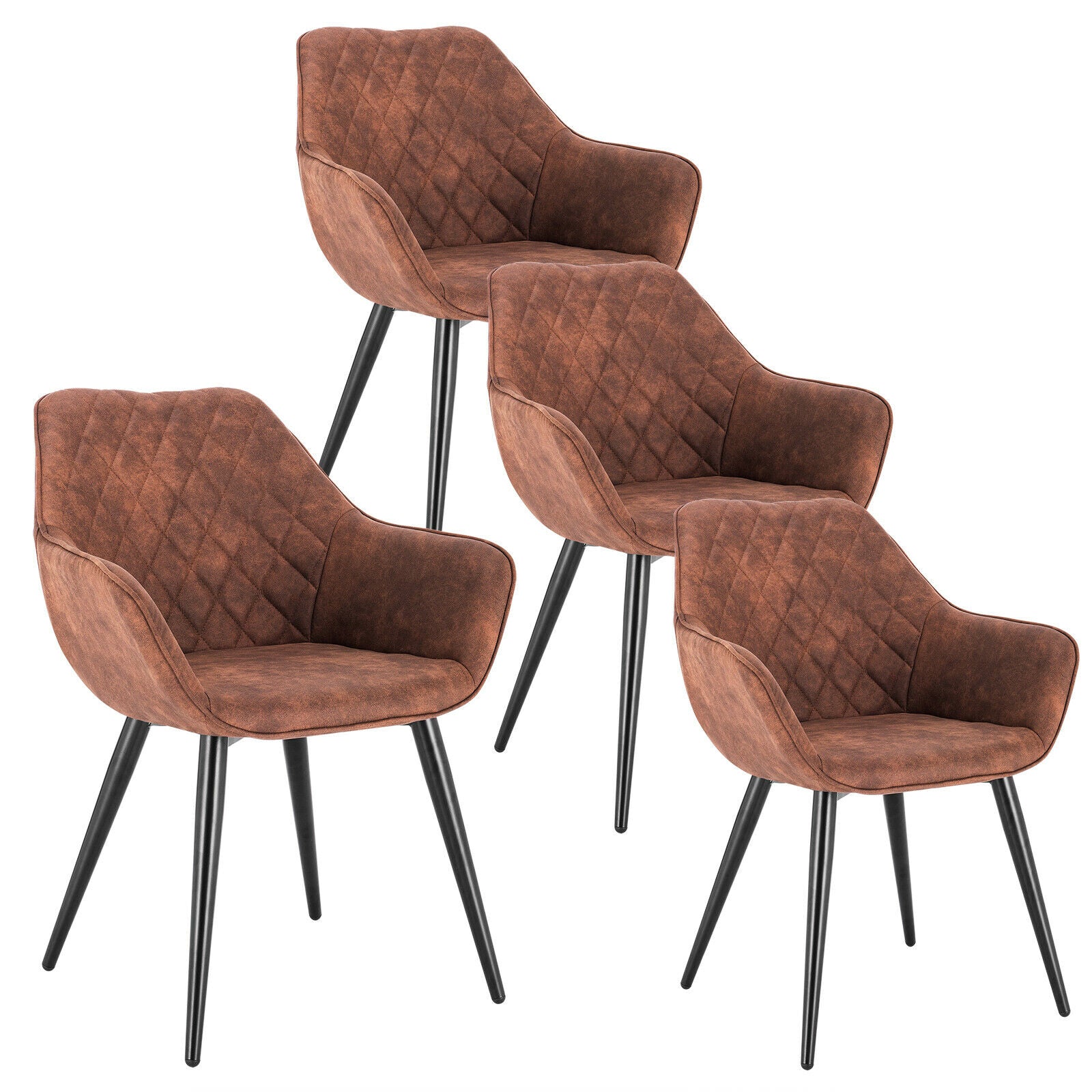 2x Kitchen Dining Chair Lounge Living Room Corner Chair with Fabric Metall