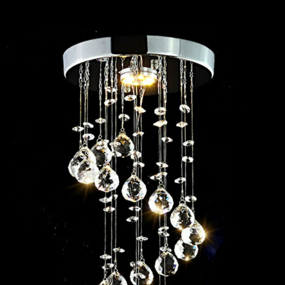 Chrome Crystal LED Ceiling Light Fitting Pendant Chandeliers Living Room