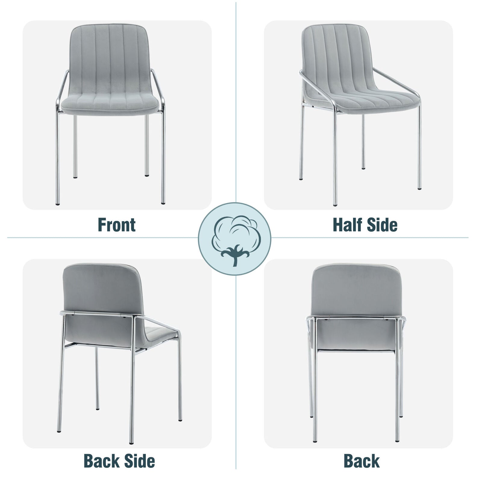 Set of 6 Velvet Dining Chairs Upholstered Leisure Accent Armchairs Chairs HT