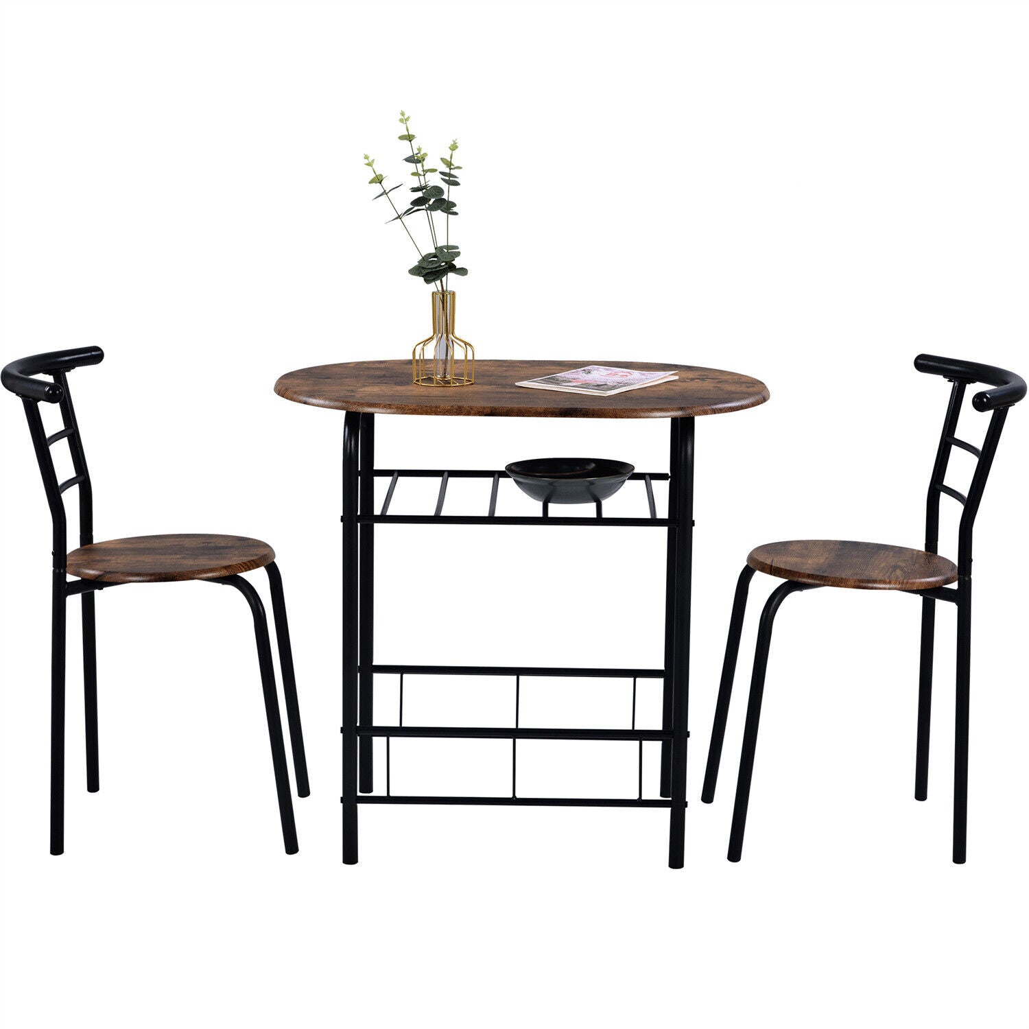 3pcs Dining Table Set and 2 Stools Breakfast Bar for Dining Room/ Kitchen HT