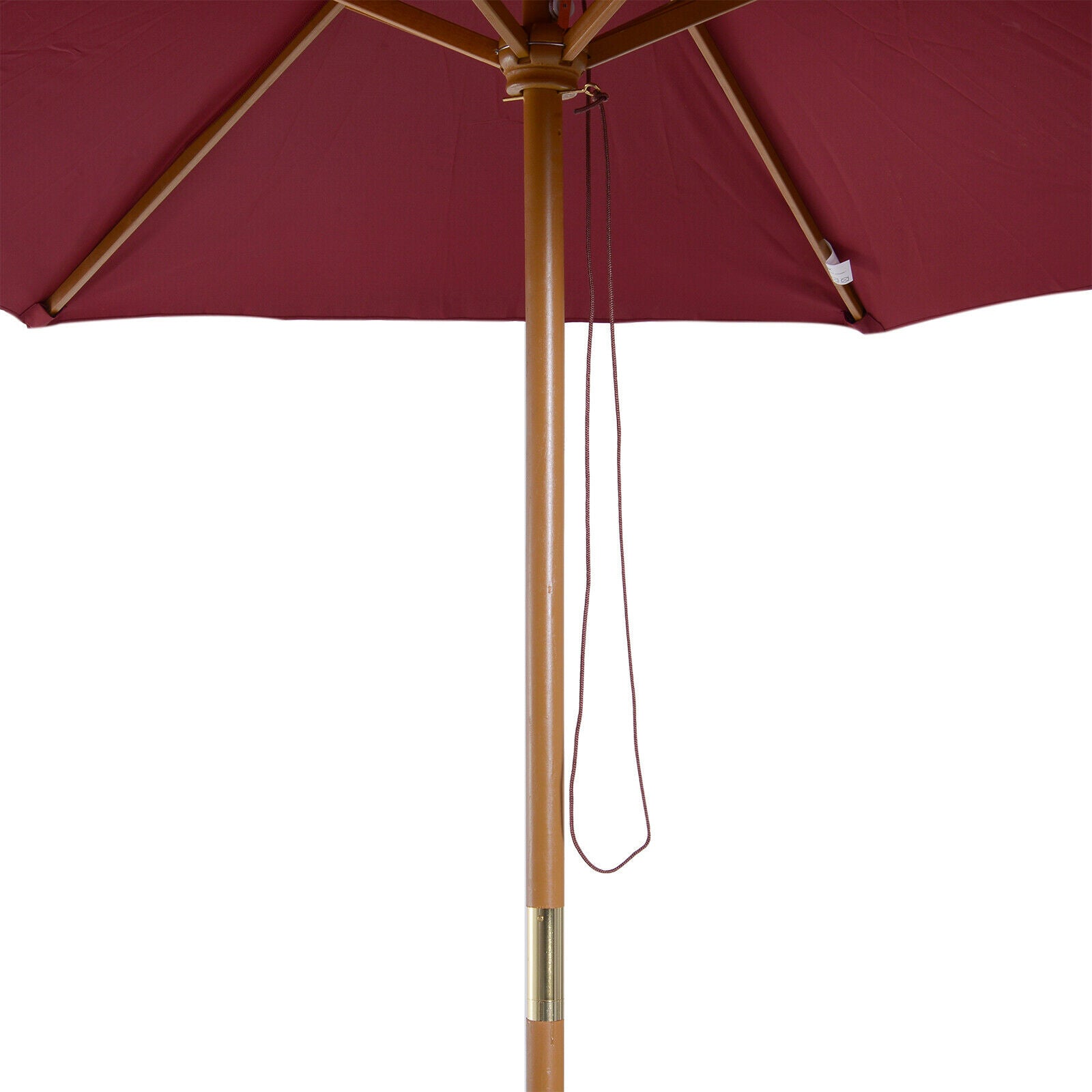 2.5m Wooden Garden Parasol Sun Shade Patio Outdoor Umbrella Wine Red
