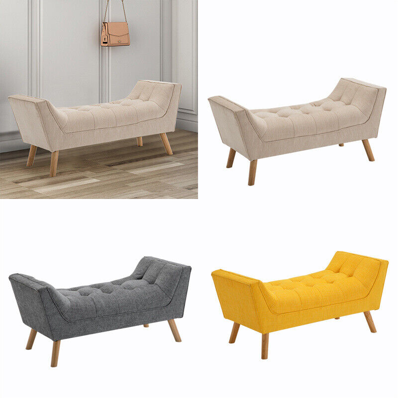 Chenille Bed End Side Chaise Lounge Sofa Window Seat Arm Bench