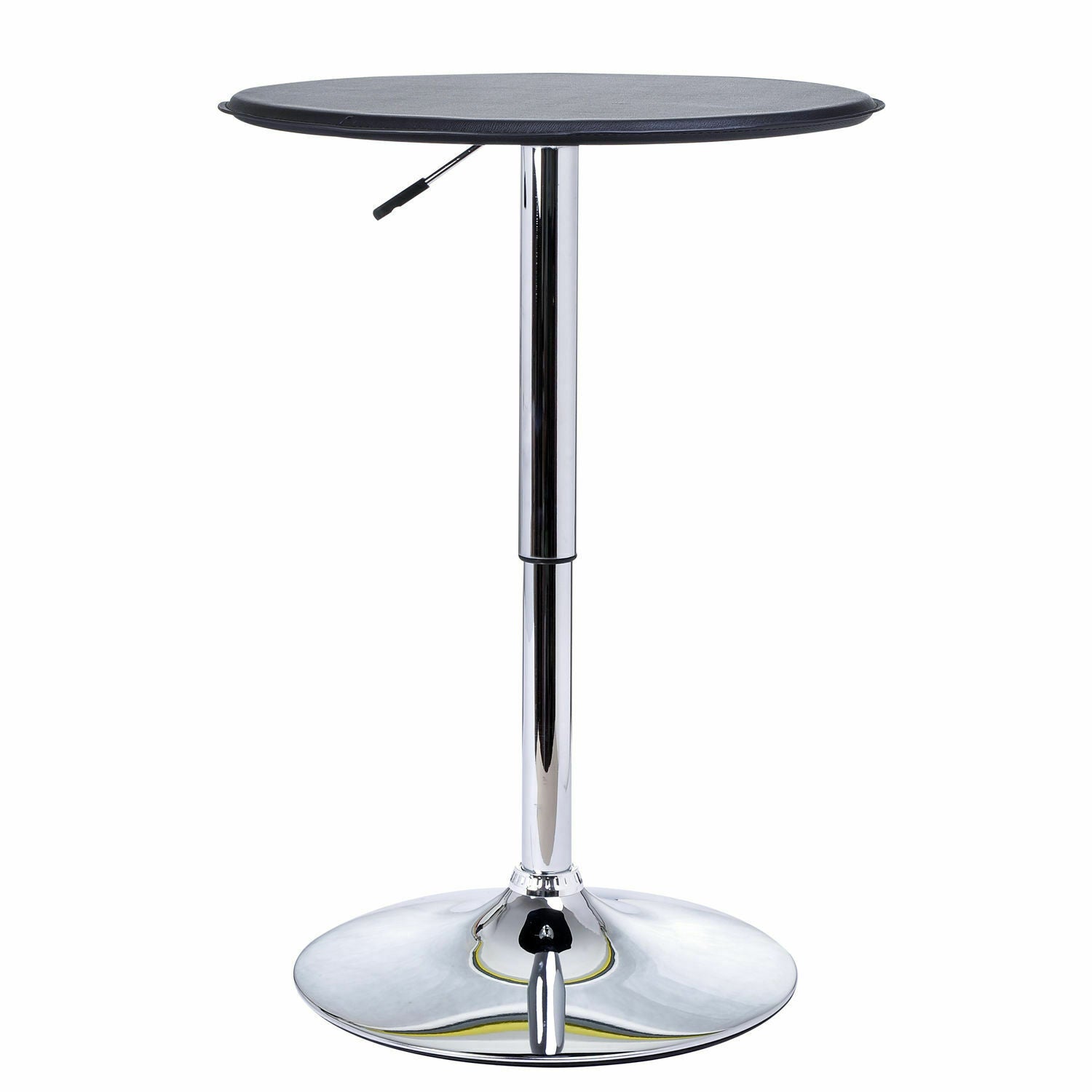 Adjustable Round Bar Table w/ PU Leather Top Steel Base Bistro Black