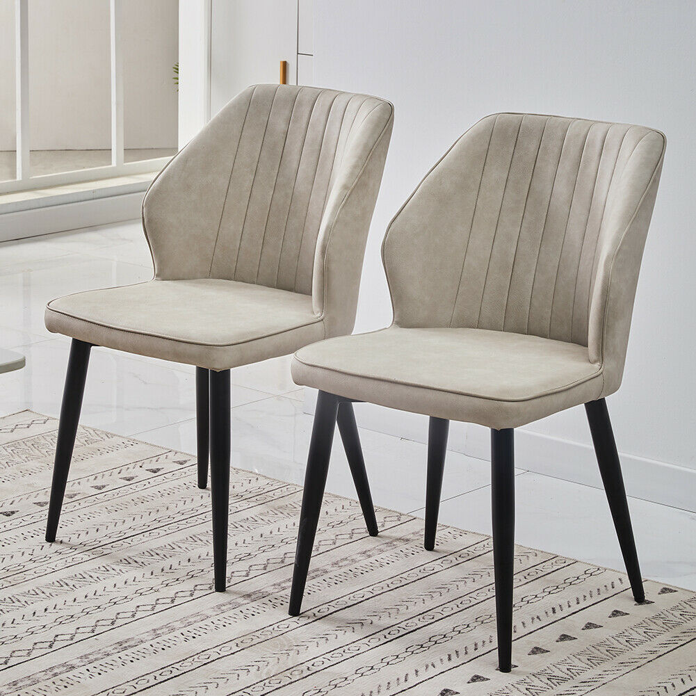 2× Kitchen Dining Chairs Faux Leather Soft Seat Angel Back Restaurant Chair Set