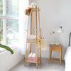 Entryway Hats Coats Rack with Shoes Shelf Set Storage Hallway Organizer Bamboo