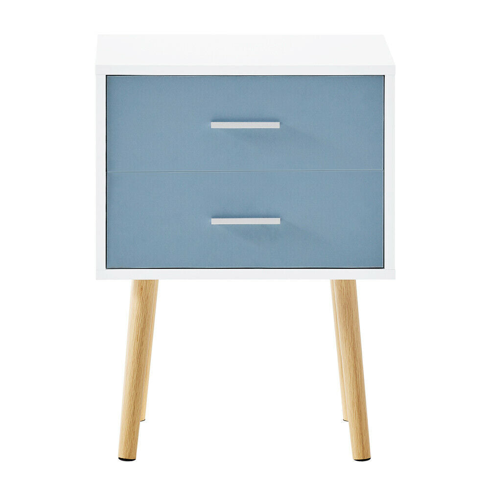White Bedside Table Side Table 2 Drawers Cabinet Wooden Nightstand Storage Chest