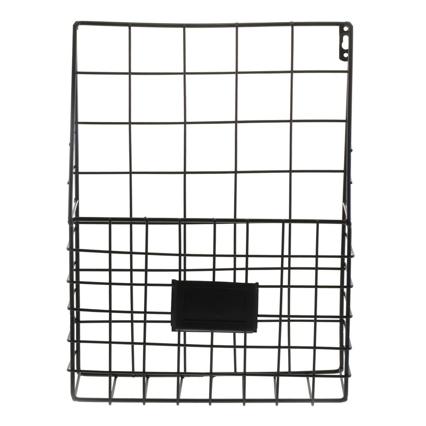 Simple Style Wire Magazine Newspaper Basket Wall Mounted Post Storage Rack Black