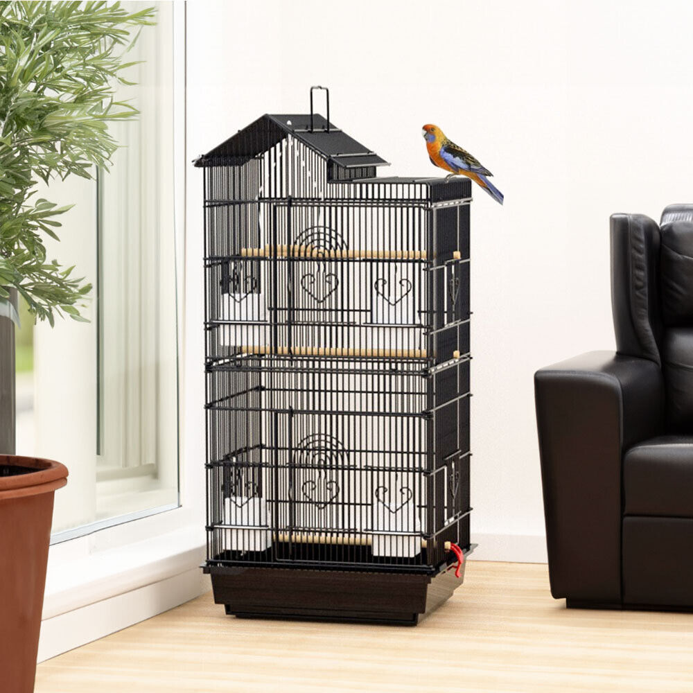 Extra Large Metal Bird Parrot Cage Birdcage for Canary Budgie Cockatiel w/ Stand