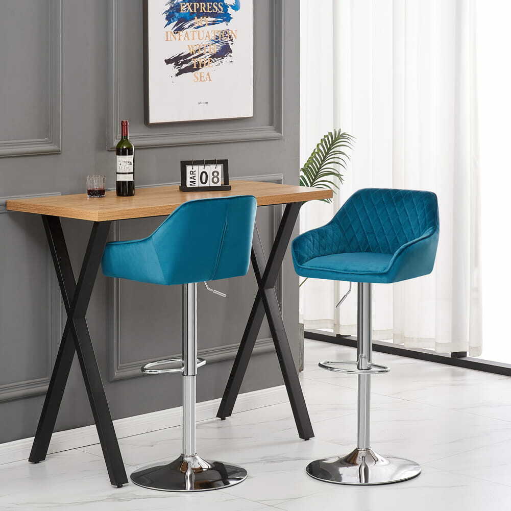 Bar Stools Gas Lift Stools Velvet Breakfast Kitchen Club Cafe Pub Swivel Chairs