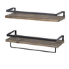 2X Rustic Wall Shelf Kitchen Storage Spice Rack Wooden Towel Holder Display Rack