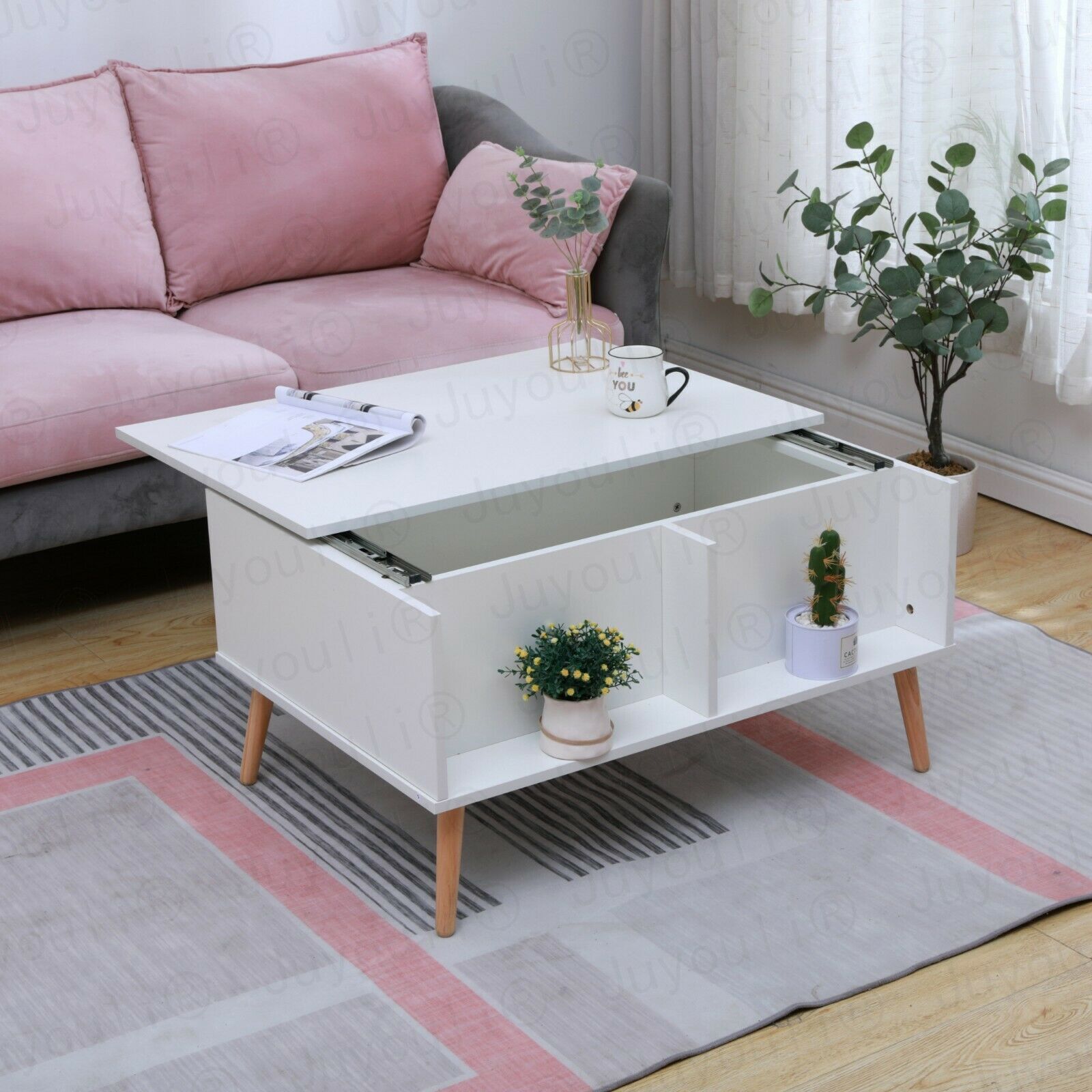 Coffee Table with Sliding Top For Living Room Hidden Storage Space New