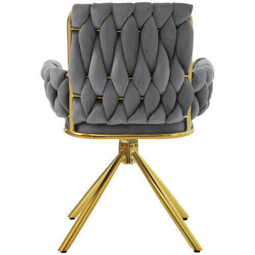 Set of 2 Velvet Dining Chair Swivel Chair Upholstered Armchair w/ Metal Legs HT