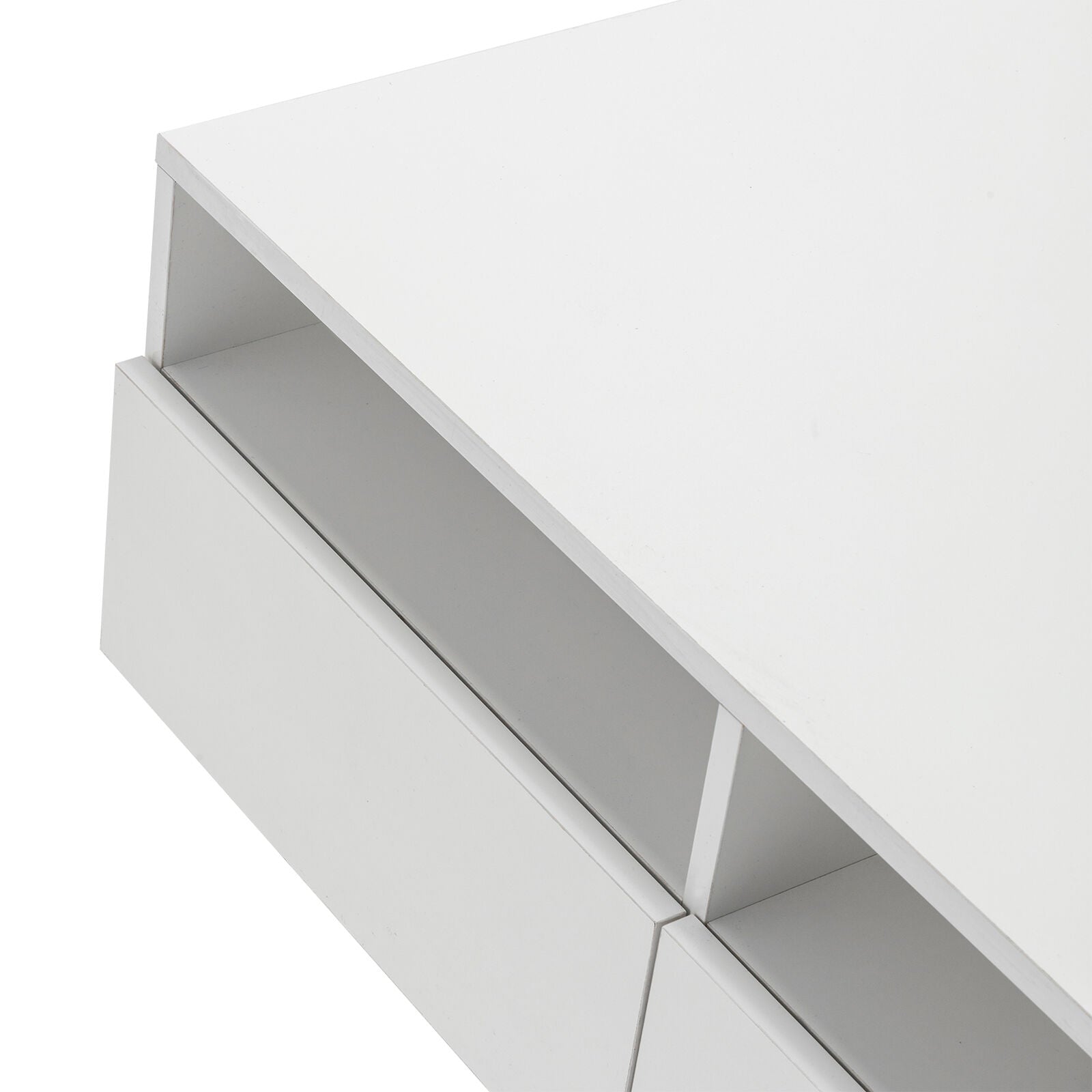 LED Light High Gloss Coffee Table Storage Shelf and 4 Drawers Home Living Room