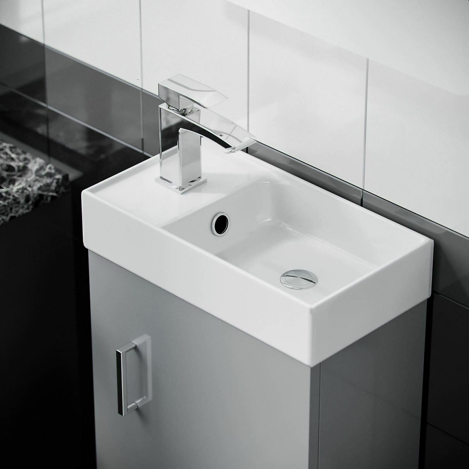 Cloakroom Bathroom 400 Light Grey Basin Sink Vanity Unit Floor Standing |Nanuya