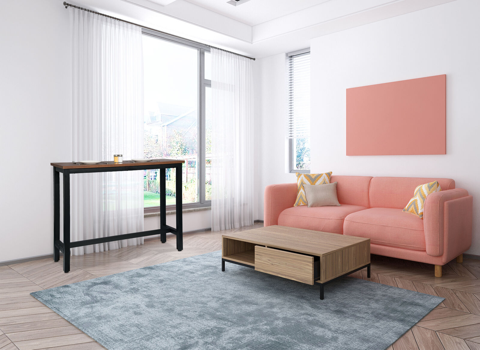 Bar Table Breakfast Kitchen Dining Room Restaurant Coffee Public Table MDF Metal