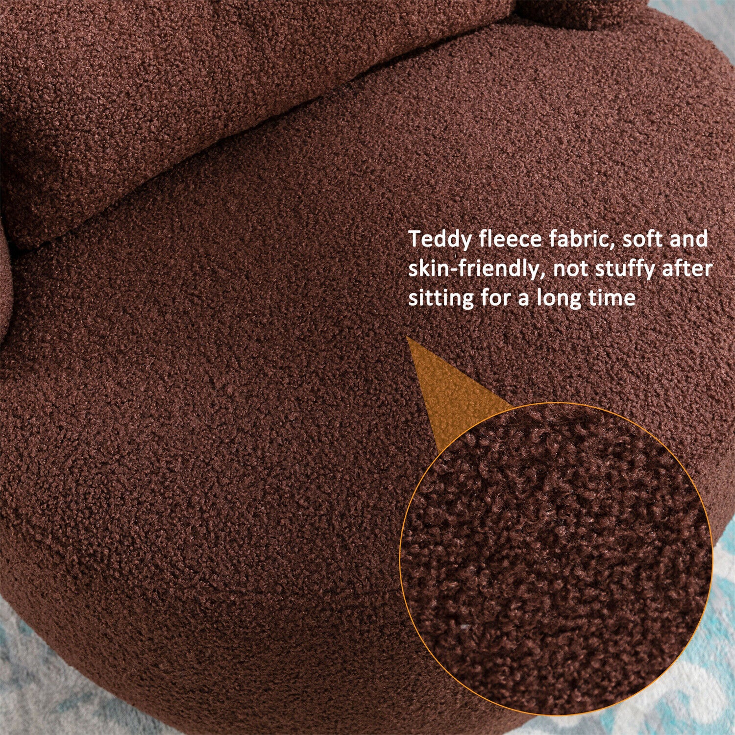 Swivel Tub Chair Teddy Fabric Accent Armchair Barrel Chairs Reading Chair HT