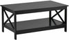 Side Tea Table Wood Coffee Table Modern X Designed Shelf for Living Room Teapot