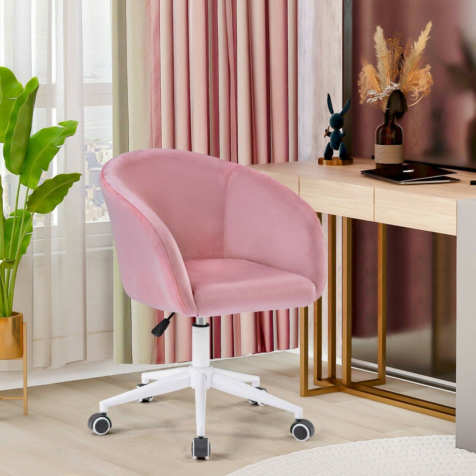 Cushioned Velvet Home Office Chair Swivel Computer Desk Chair Adjustable Modern