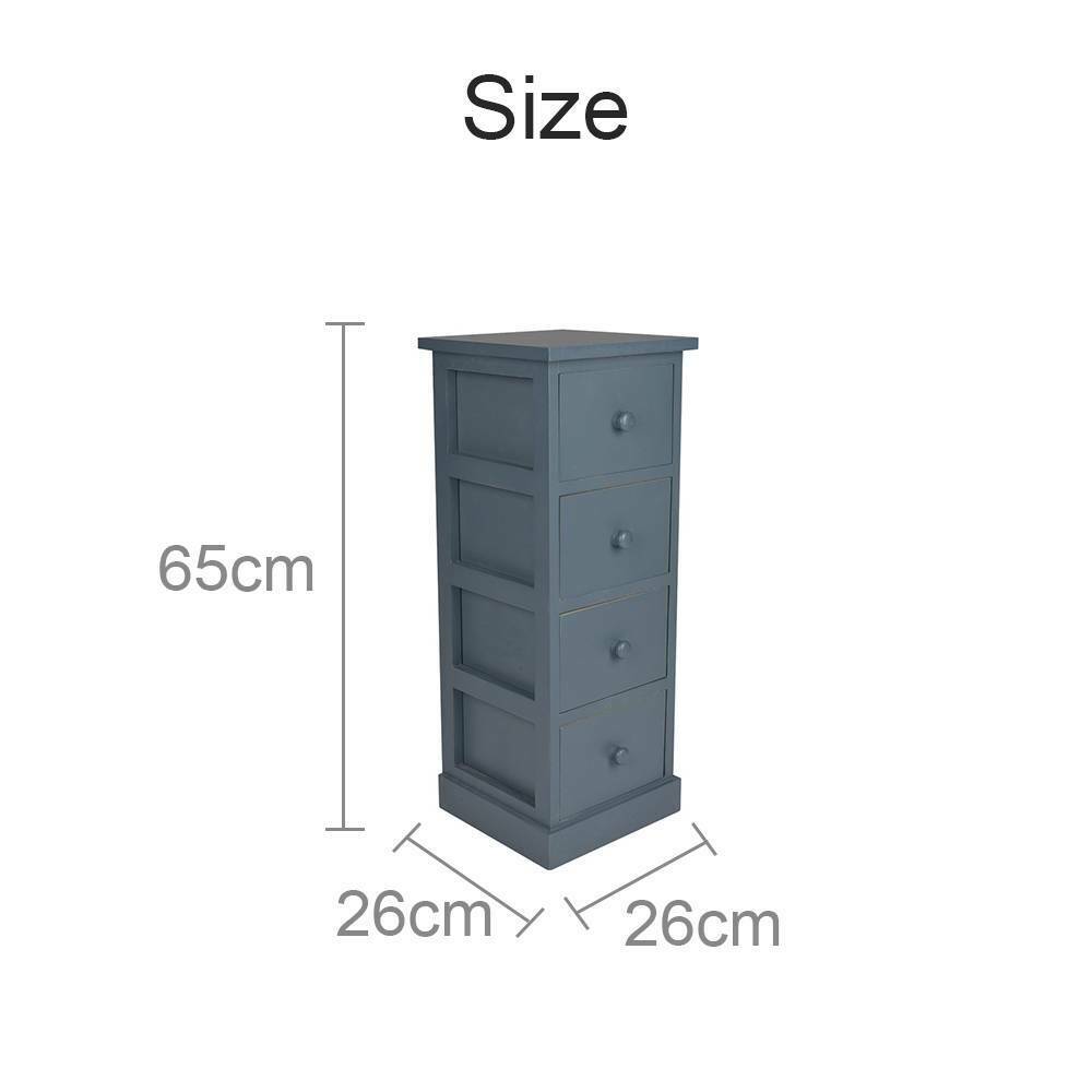 4 Drawer One Pair Slim Tall Bedside Tables White Stone Grey Bedroom Storage Unit