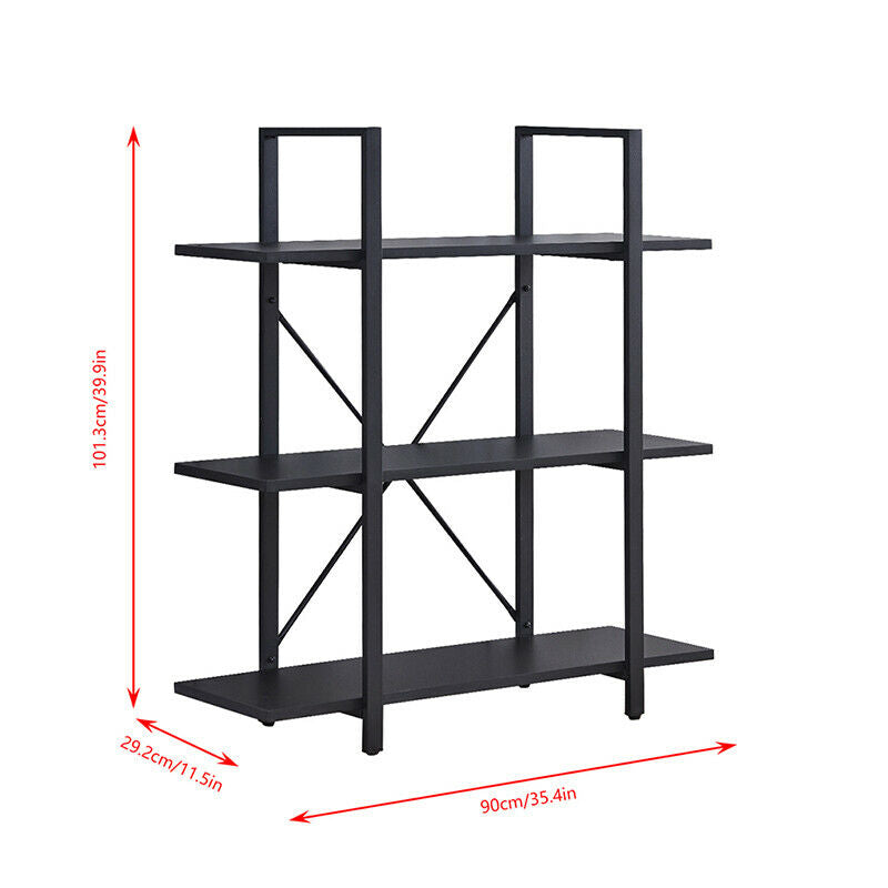3 Tiers Bookshelf Bookcase Industrial Book shelves Display Unit Living Room Home