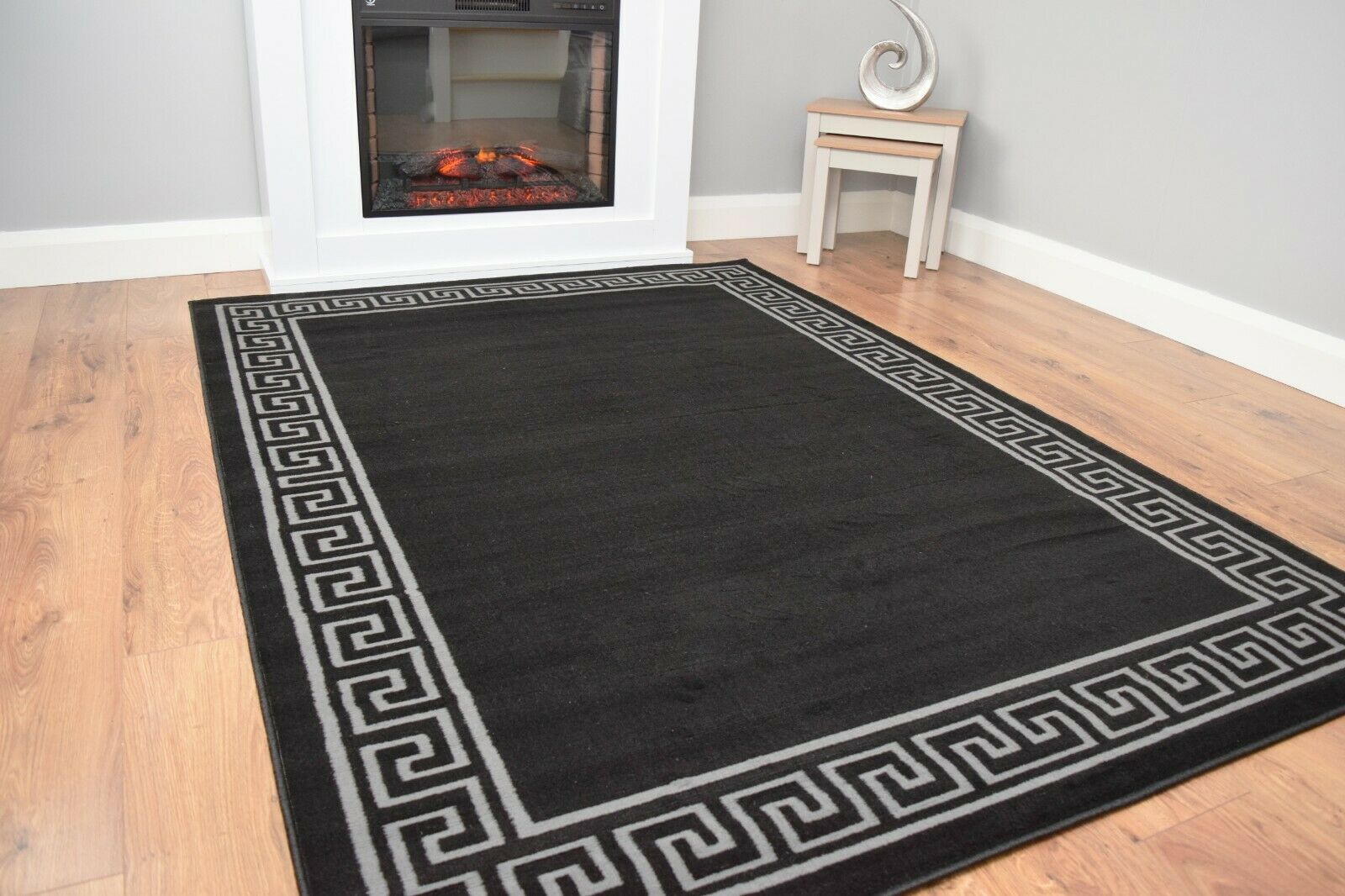 Modern Black Grey Rugs Mats Large Small Hallway Runners Big Floor Area Carpet