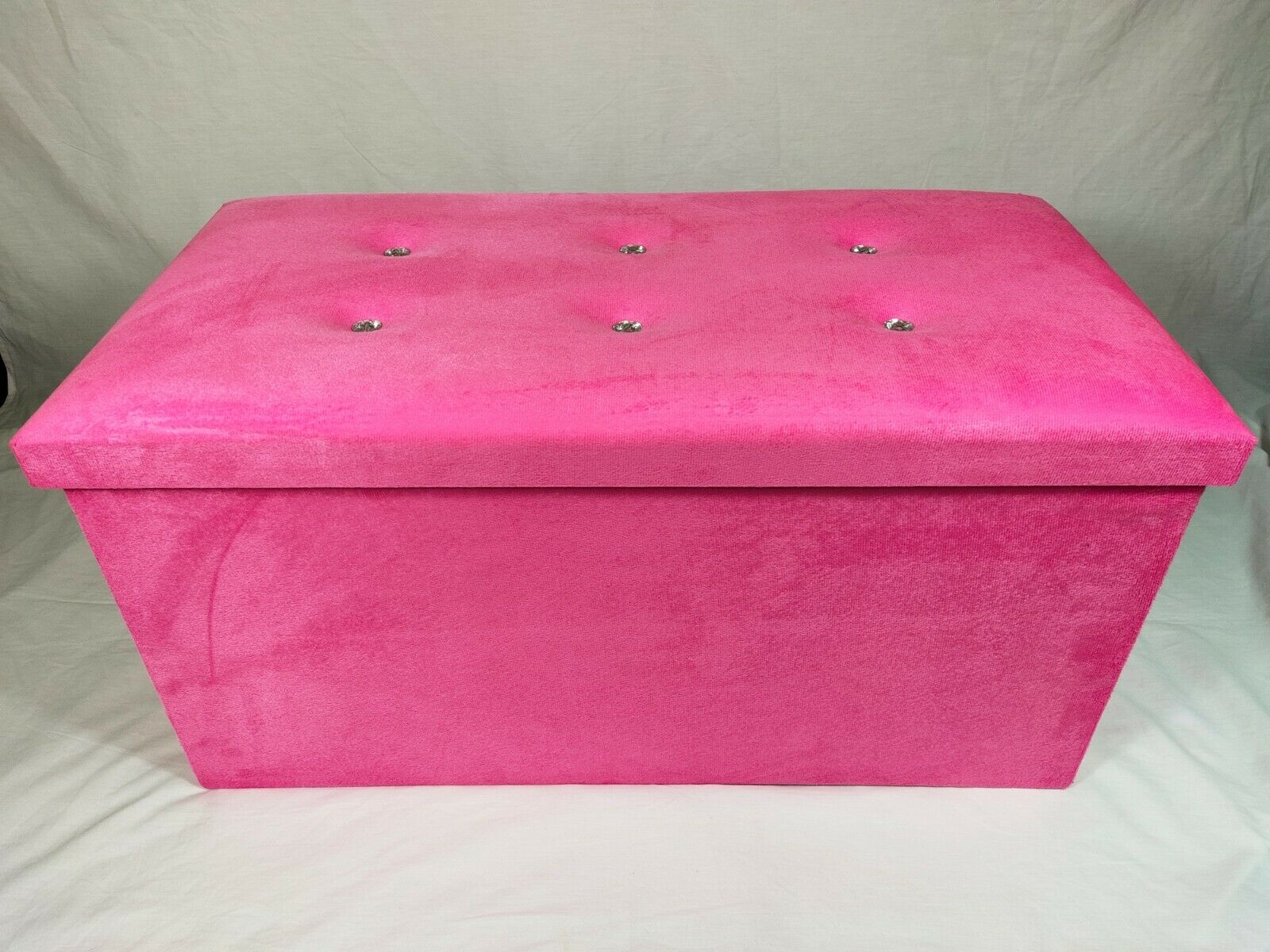 Soft Velvet Diamante Ottoman Folding Storage Box Footstool Seat new colour