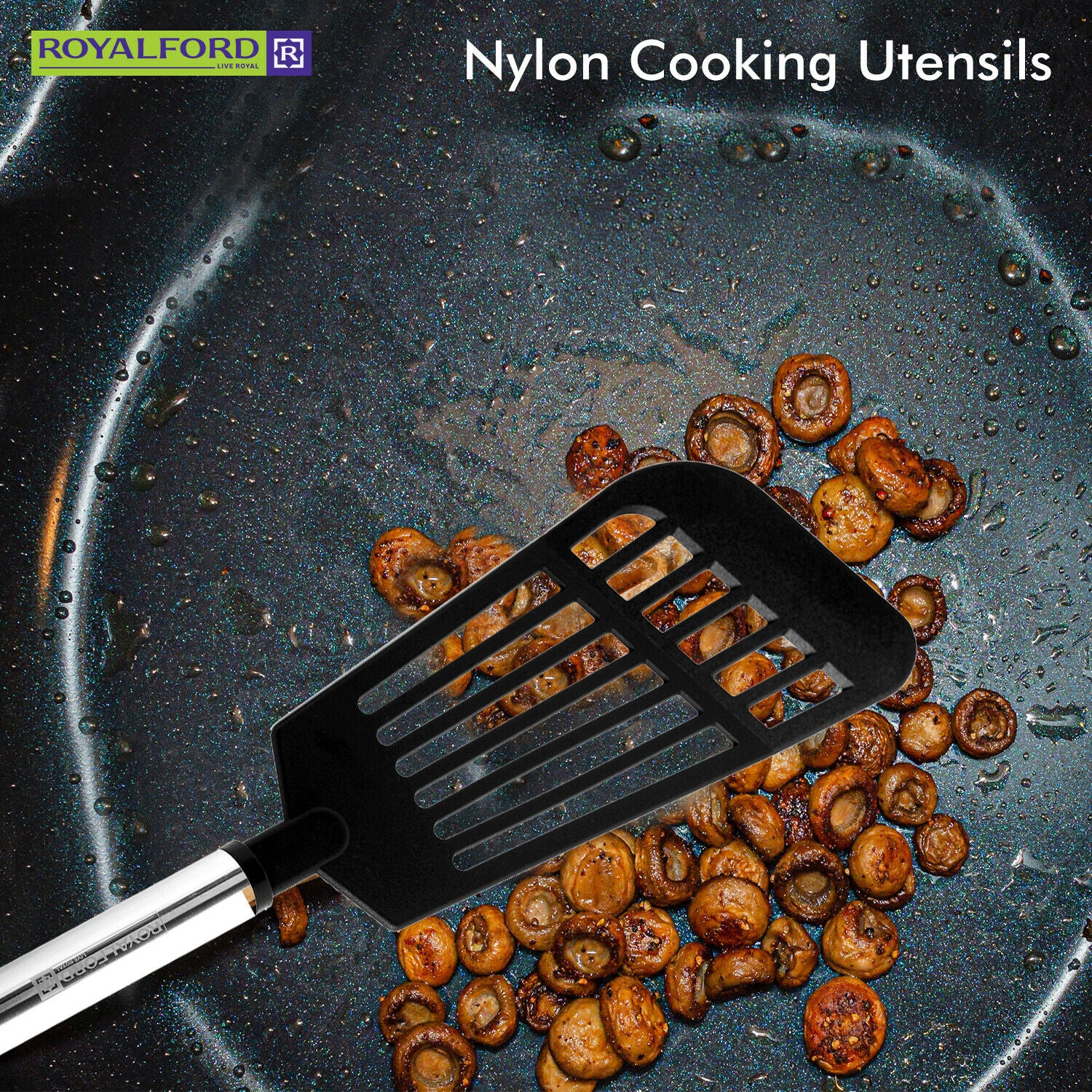 5 Pcs Kitchen Nylon Cooking Utensils Set Non-stick Turner Black