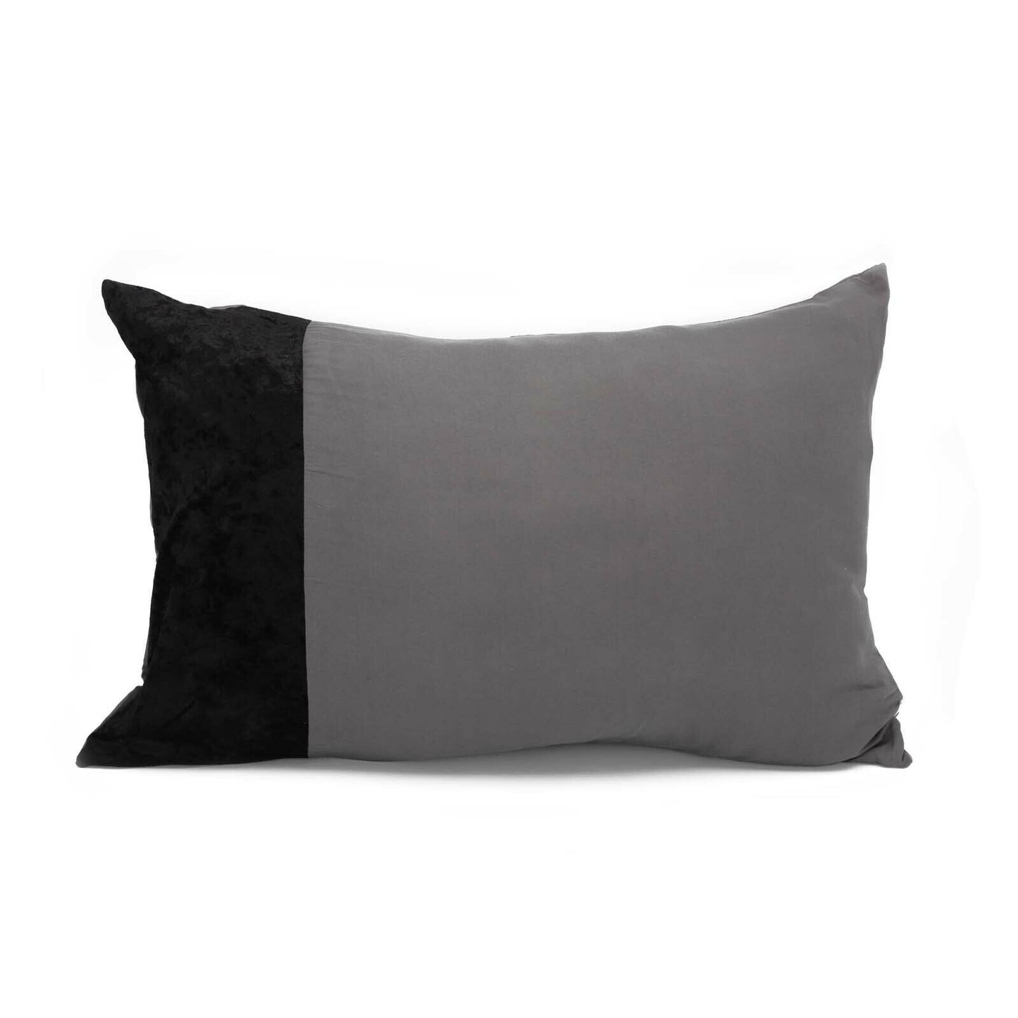Modern Crushed Velvet Panel Duvet Cover with Pillow Case Bedding Set Silver Grey