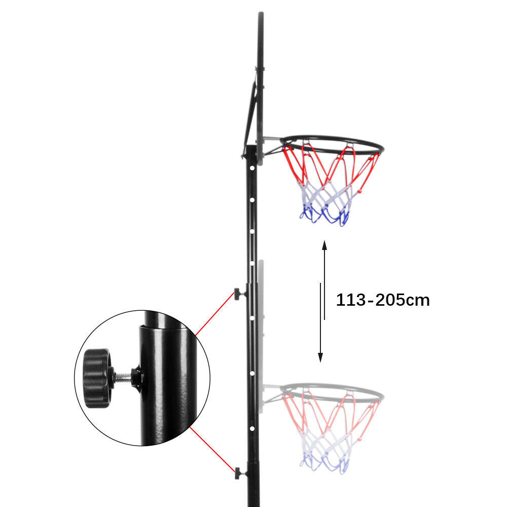 Free Standing Basketball Hoop Net Backboard Stand Set Adjustable Portable Wheels