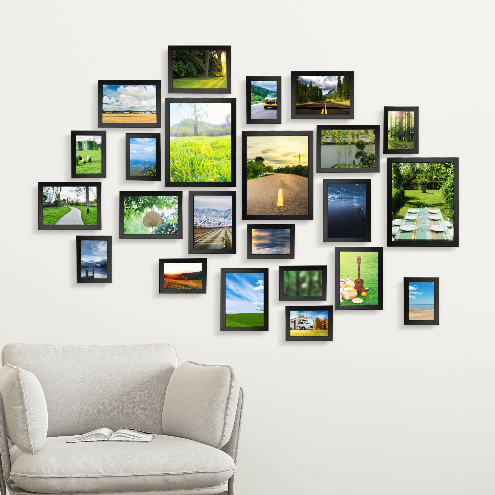 23PCS Multi-Picture Family Collage Photo Frame Frames Aperture Art Deco Wall Set