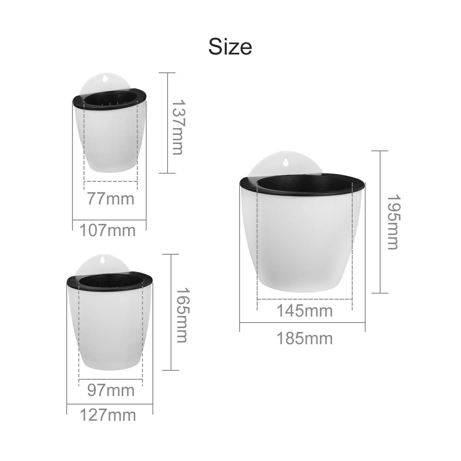 3Pcs Wall Hanging Plant Flower Pot Self-watering Plastic Planter House Garden