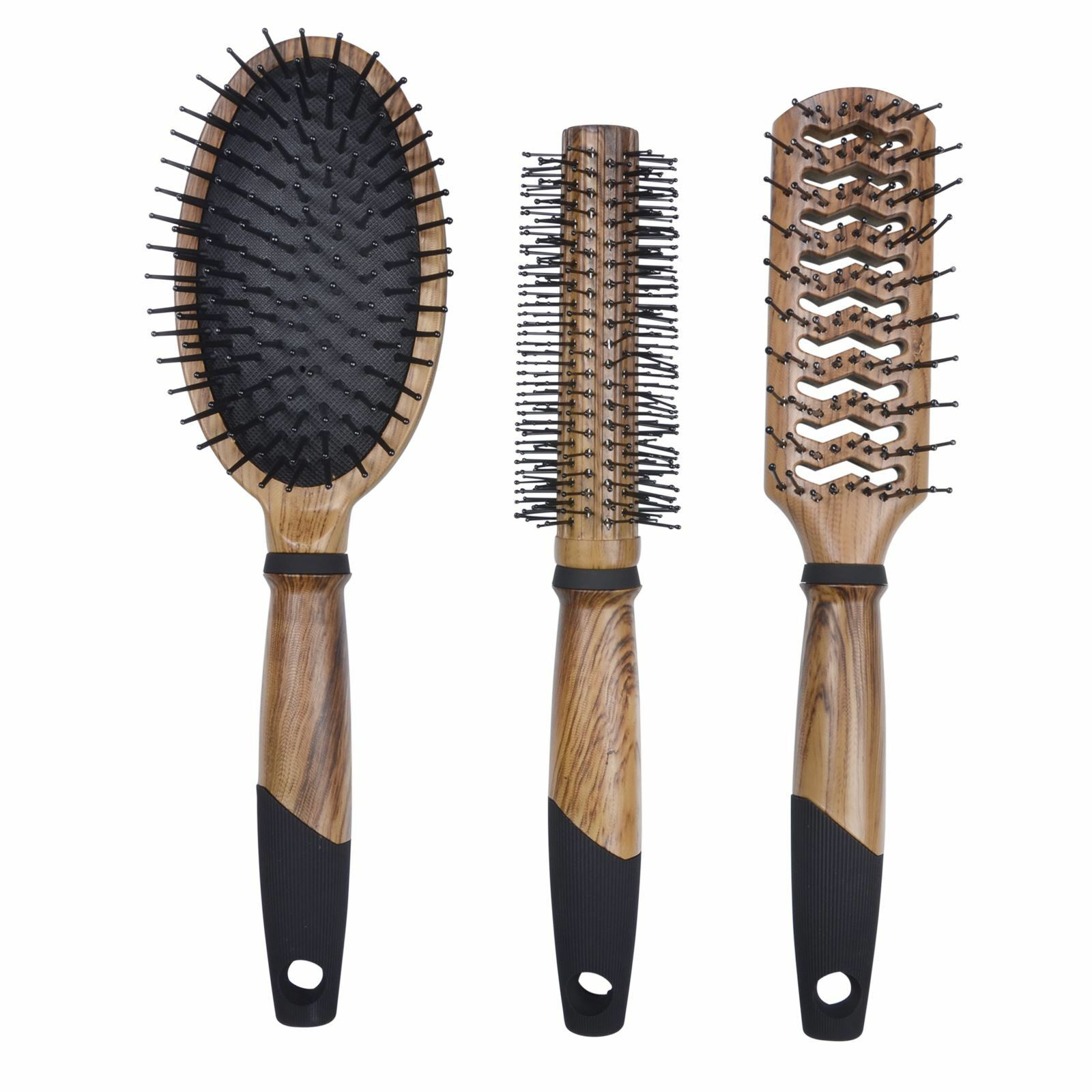 3pc Professional Hair Brush Set Salon High Quality Curling Vent Styling Paddle