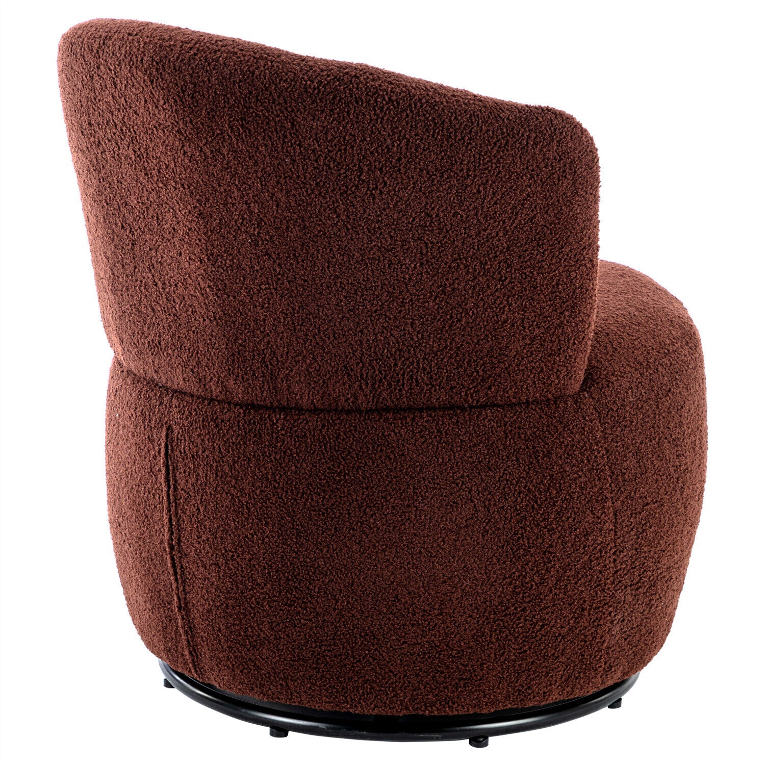 Swivel Tub Chair Teddy Fabric Accent Armchair Barrel Chairs Reading Chair HT
