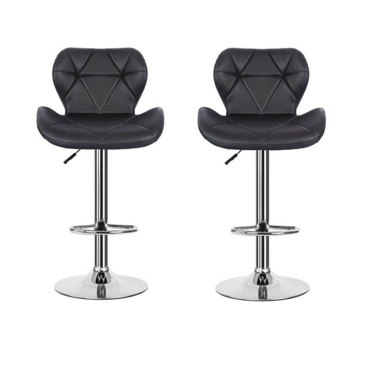 2× Black Bar Stools Swivel Kitchen Breakfast Bar Stool Chair PU Leather Gas Lift