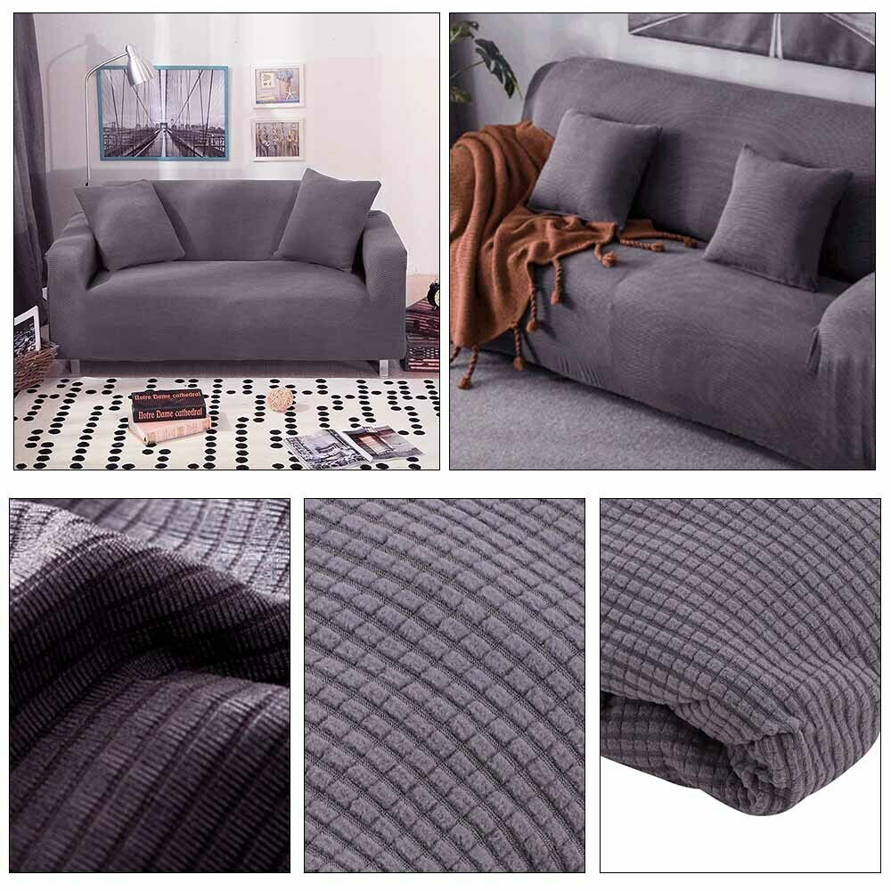 1-3 Seater Sofa Settee Covers Couch Slipcovers Stretch Elastic Fabric GreyUK