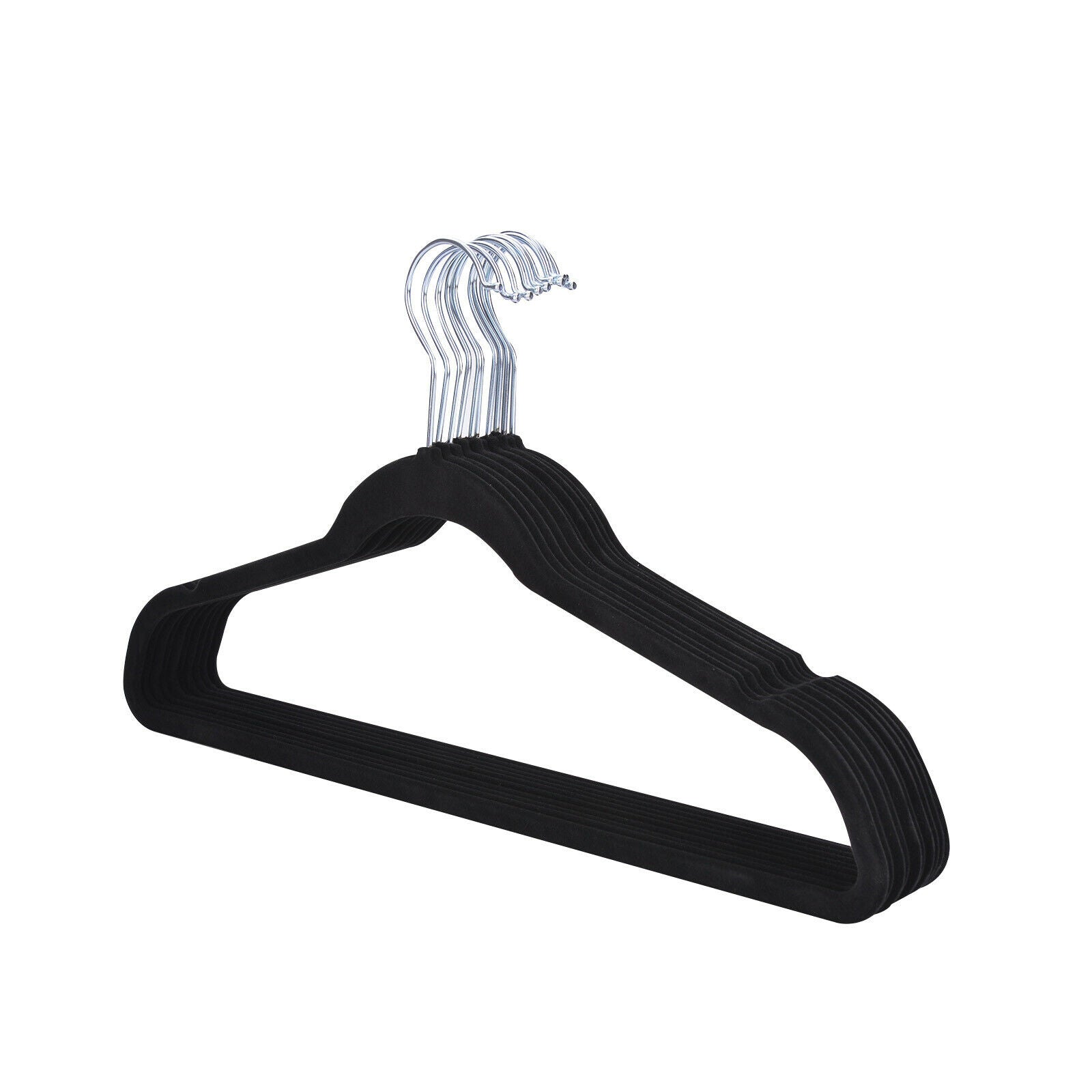 100× Strong Non Slip Velvet Flocked Clothes Hangers Curved Dresses Coat Hanging