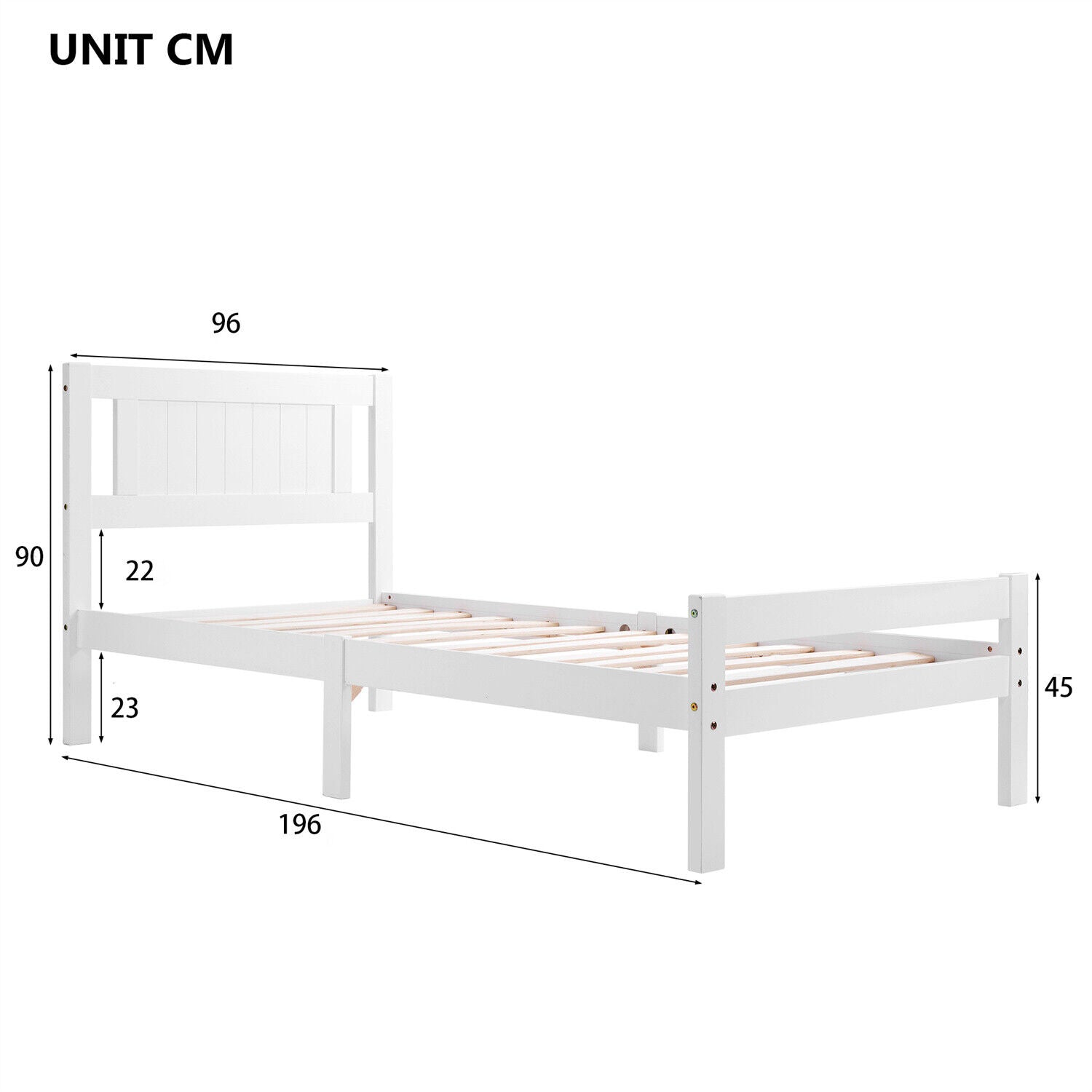 3ft Single Size Bed Pine Wood Bed Frame 90x190 cm Solid Wooden Bed Frame HT