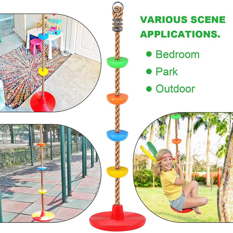 2m Kids Rope Swing Round Swing Seat w/Connecting Belt Platform tree Sw Quildinc