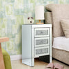 3 Drawers Mirrored Glass Bedside Table Side Cabinet Crystal Handles Bedroom UK