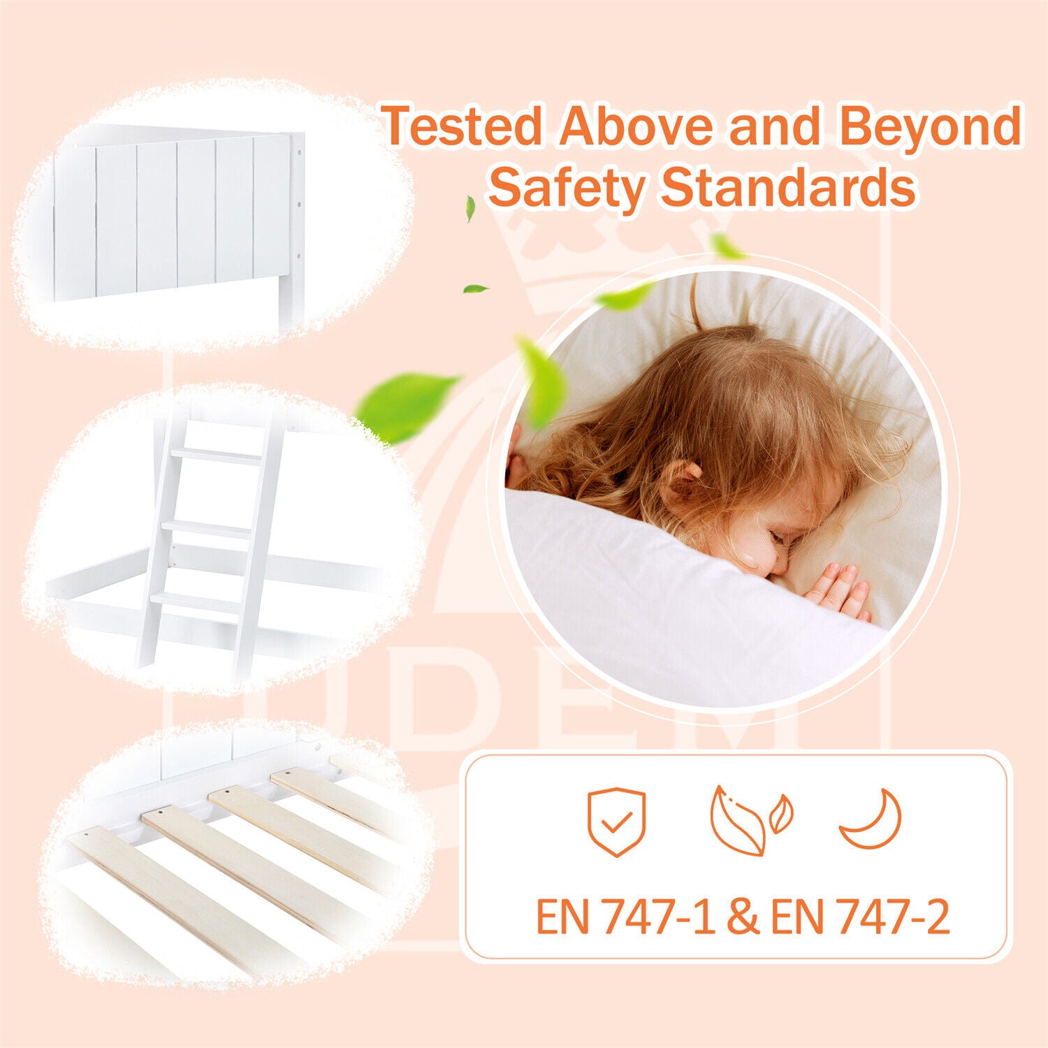 Wooden Bunk Beds 3FT Treehouse Loft Bed Kids Mid-Sleeper Cabin Bed 90x190 White