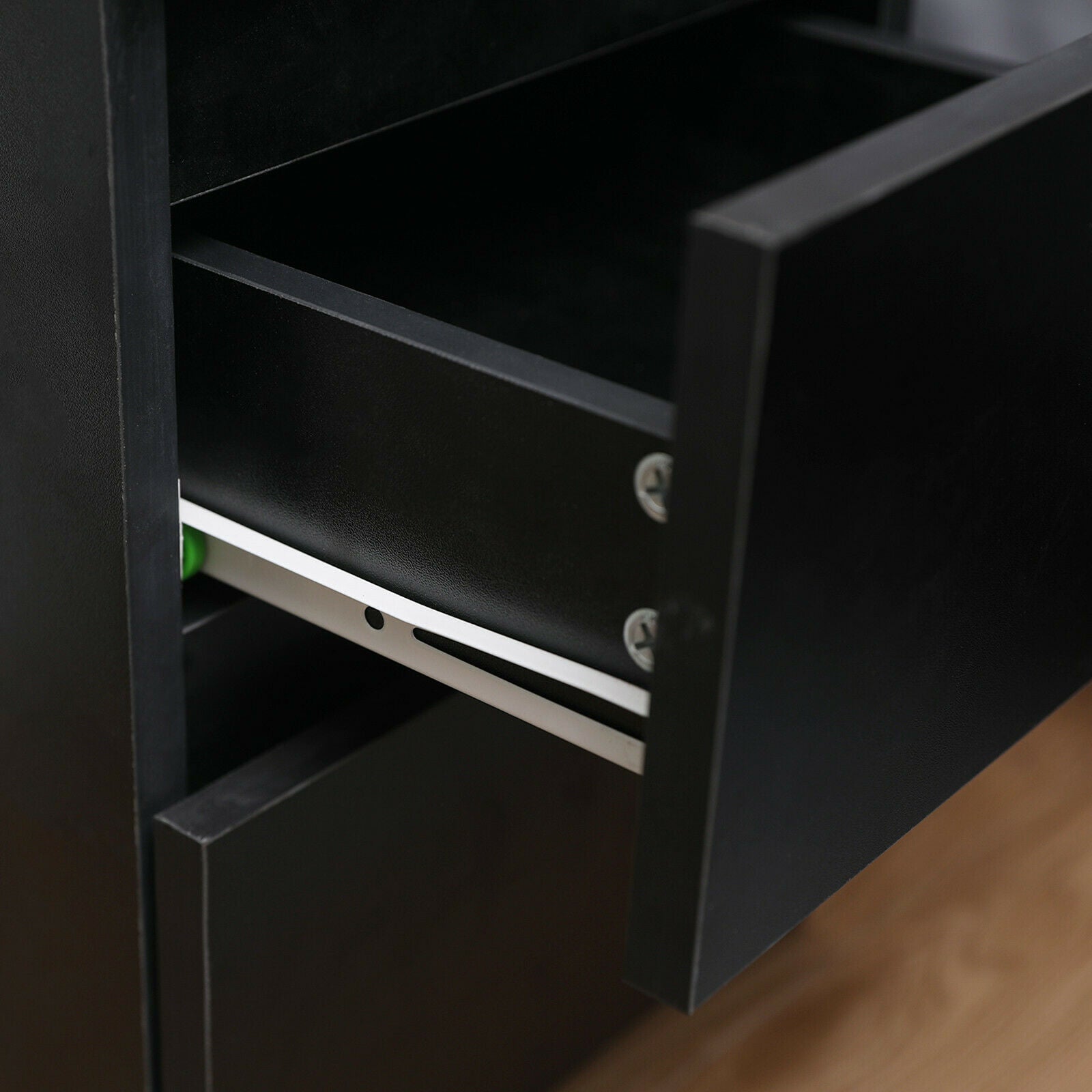 Modern Black Bedside Table Cabinet w/2 Drawers Nightstand Storage Furniture