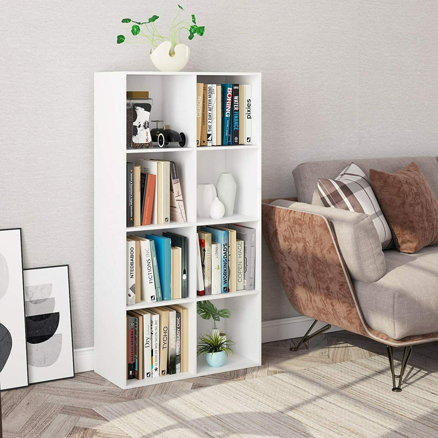 3/4Tier Wooden Bookcase Shelving Display Cube Organizer Shelf Home Storage Unit