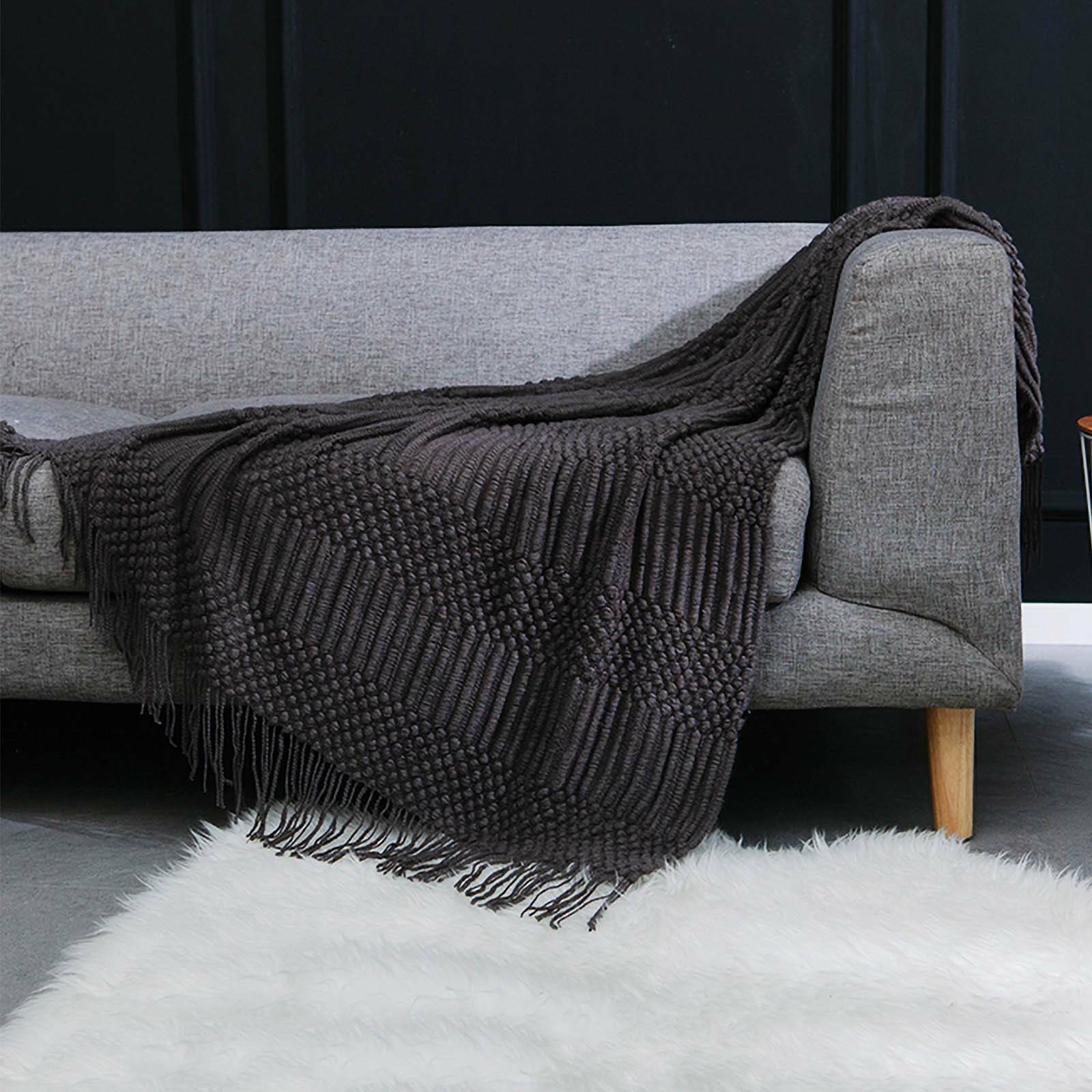Chunky Knitted Thick Soft Blankets Hand Yarn Bulky Knit Throw Sofa Bed Blanket