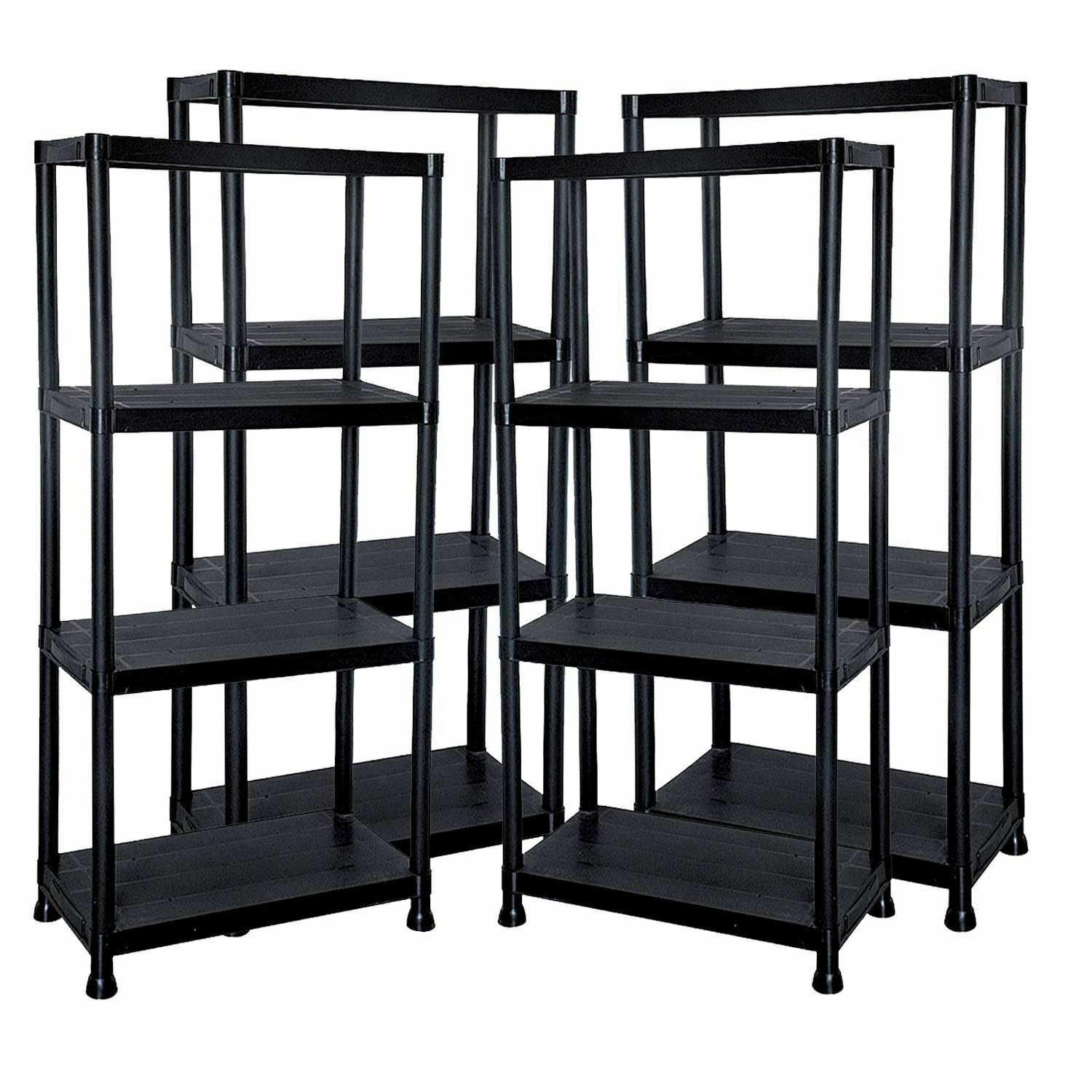 4/5 TIER PLASTIC SHELVING UNIT STORAGE RACKING SHELVES GARAGE WAREHOUSE SHED